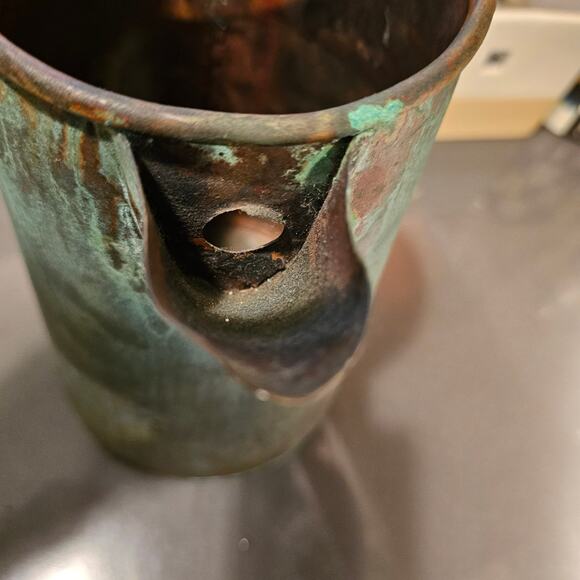 Early 1900s Verdigris Copper Pitcher Perfect Display Piece - Picture 8 of 14